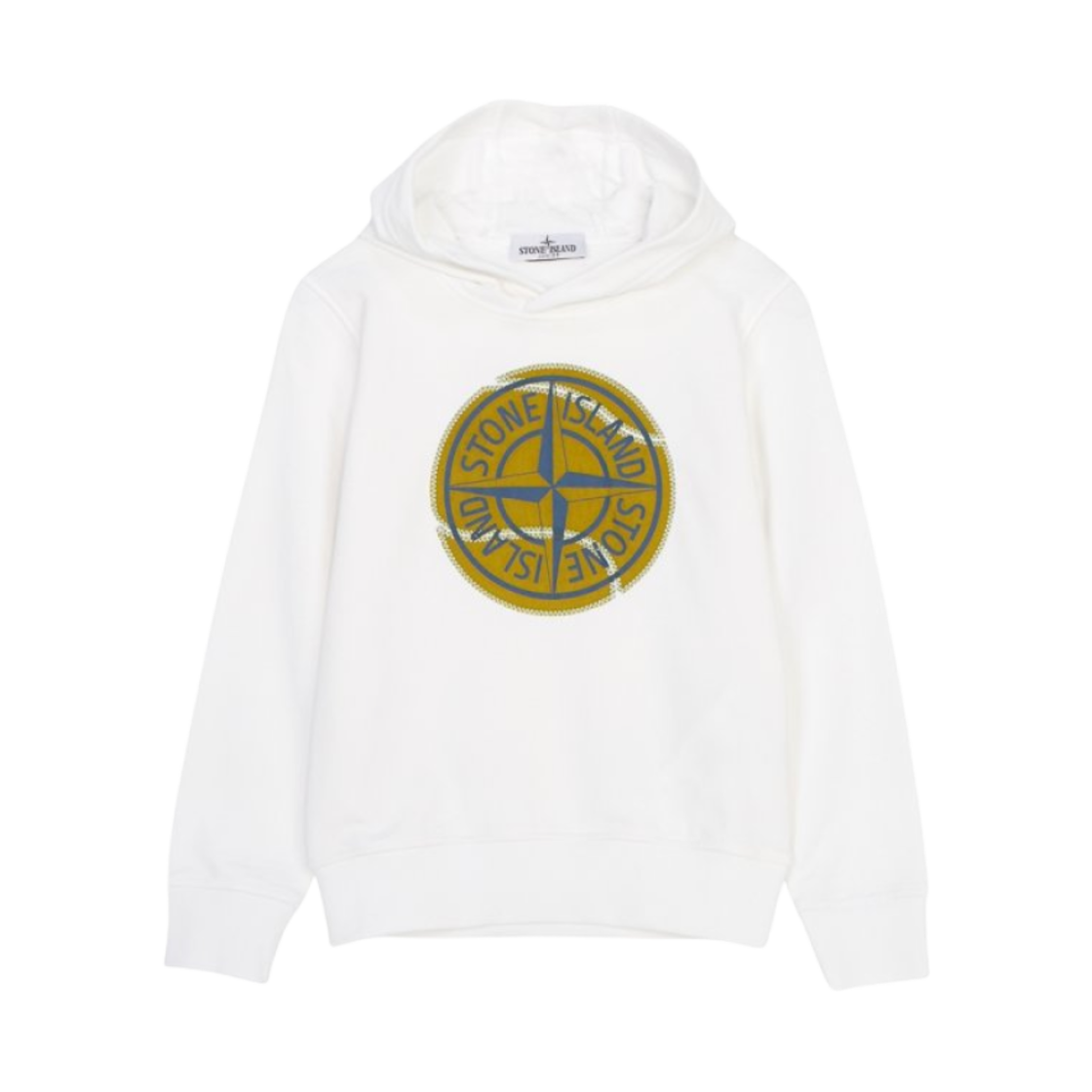 781662875-V0001 (Kids) Stone Island 62875 Logo Hooded Sweatshirt White - 23SS