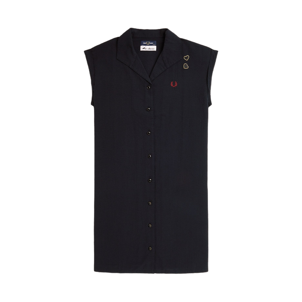 프레드페리x에이미와인하우스 오픈 칼라 셔츠 드레스 블랙(Fred PerryxAmy Whinehosue Open Collar Shirt Dress Black) - 1