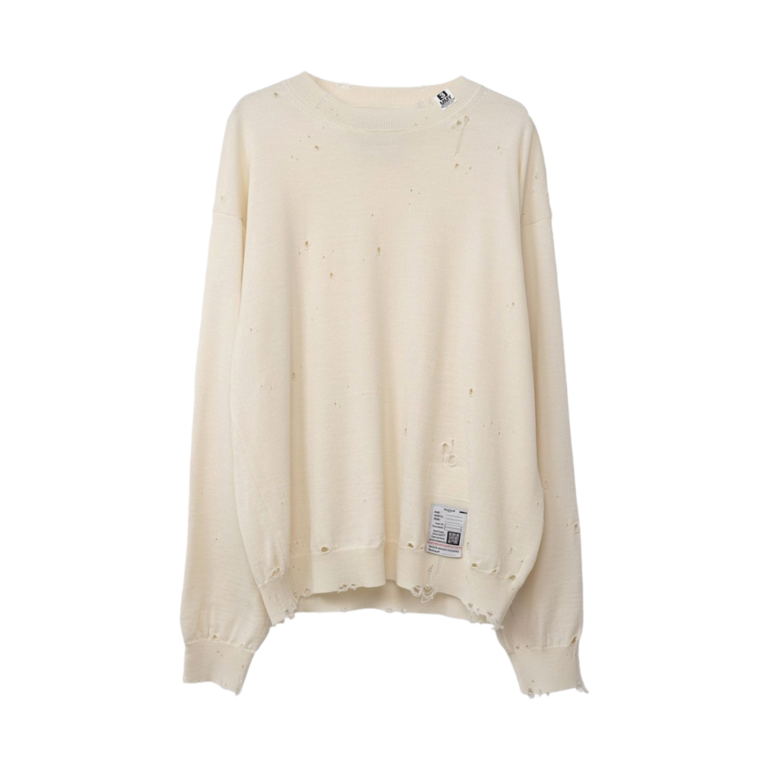 J11SW503-WHITE Maison Mihara Yasuhiro Distressed Pullover Knit White