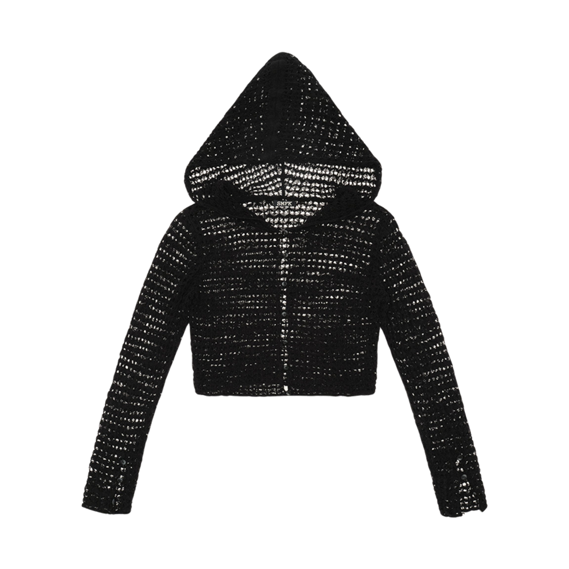 (W) 에스엠에프케이 와일드월드 블랙 젤리피쉬 니트 후드 블랙((W) SMFK Wildworld Black Jellyfish Knitted Hoodie Black)