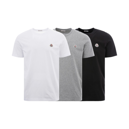 Moncler Logo Cotton T-Shirts White Grey Black (3 Pack) - 22SS