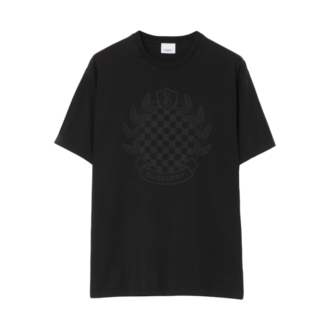 8071174 Burberry Chequered Crest Cotton T-Shirt Black