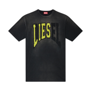 Diesel T-Wash-N Oversized T-Shirt With Diesel Lies Logo Black