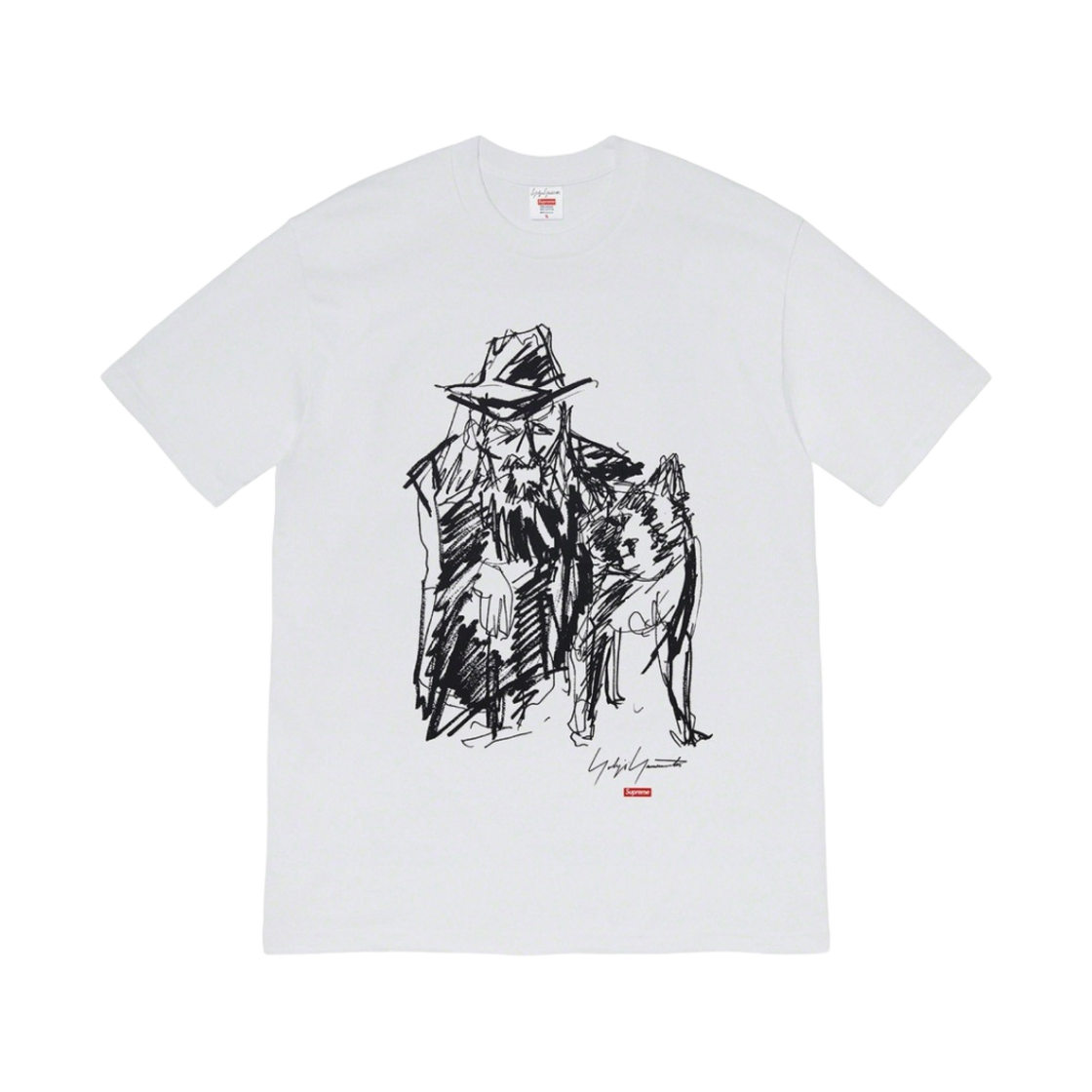 - Supreme x Yohji Yamamoto Scribble Portrait T-Shirt White - 20FW