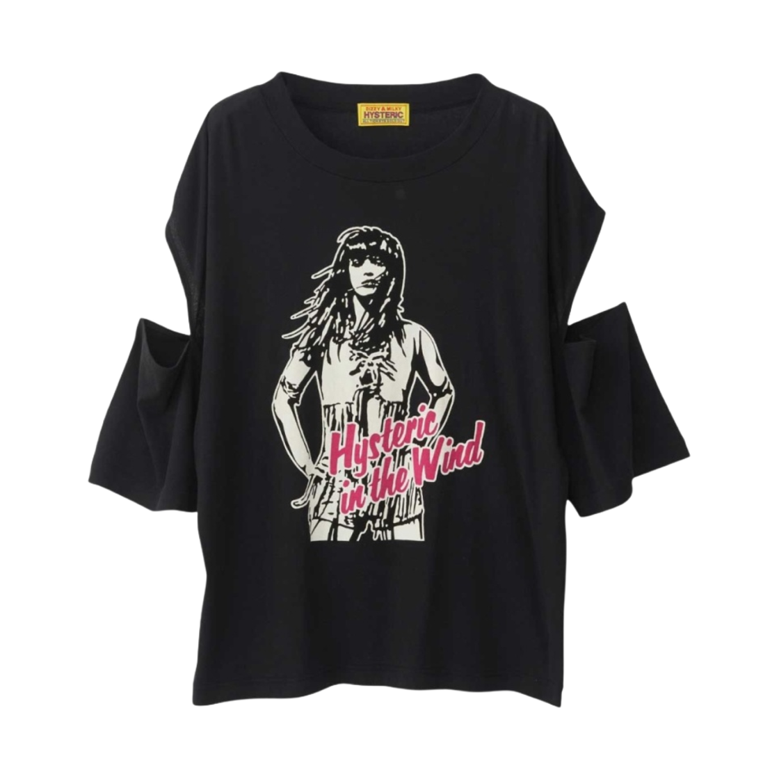 (W) 히스테릭 글래머 HYS 인 더 윈드 오버사이즈 티셔츠 블랙((W) Hysteric Glamour HYS in The Wind Oversized T-Shirt Black) - 1