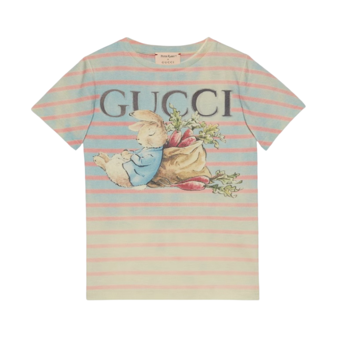 (키즈) 구찌 피터 래빗 코튼 티셔츠 오프 화이트 블루((Kids) Gucci Peter Rabbit Cotton T-Shirt Off White Blue) - 1