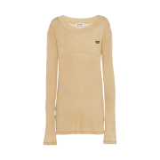 (W) Miu Miu Garment Dyed Ribbed Knit Jersey Long Sleeve T-Shirt Cord