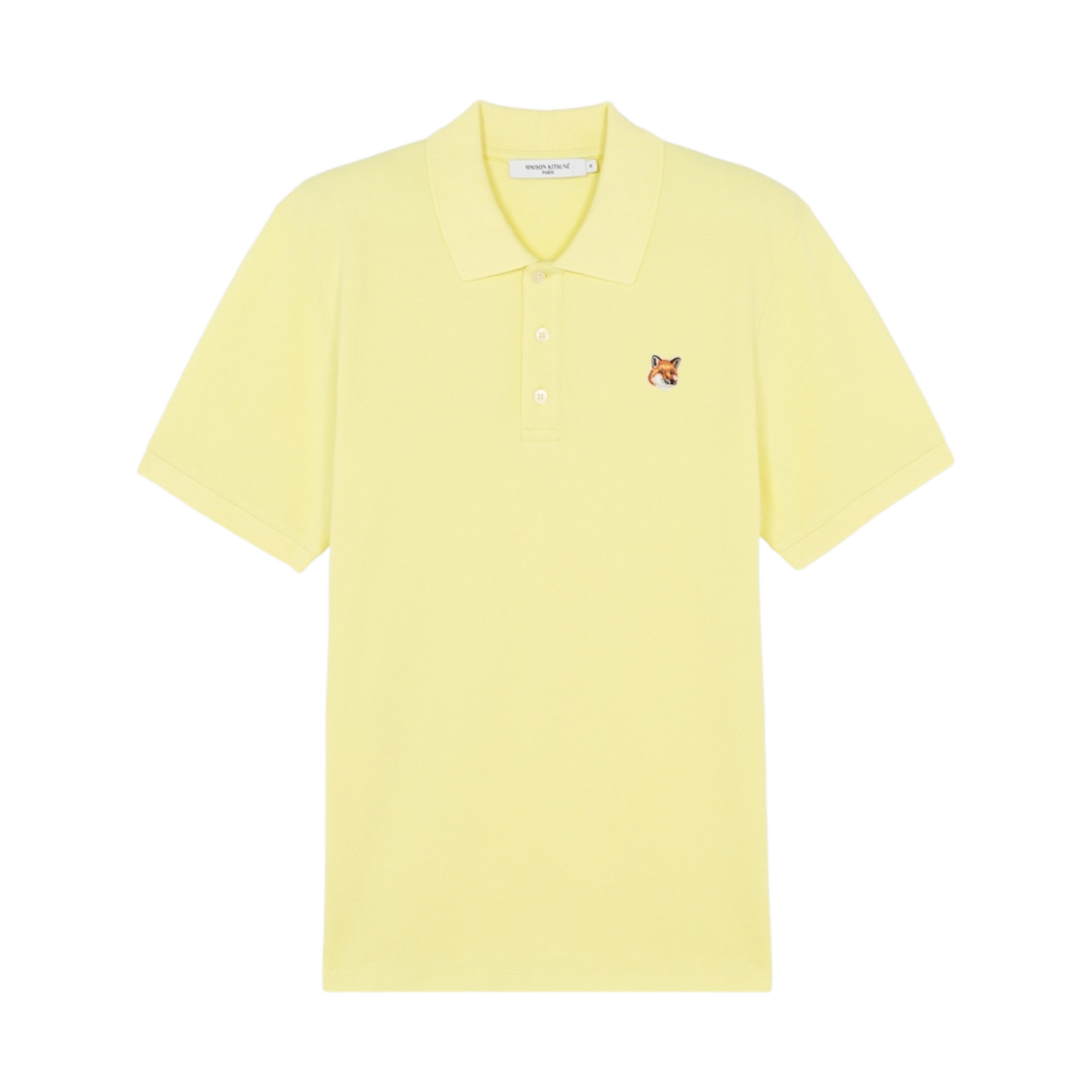IM00204KJ7002-P720 Maison Kitsune Fox Head Patch Classic Polo Light Yellow