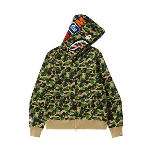 베이프 ABC 카모 샤크 풀 집 후드 그린