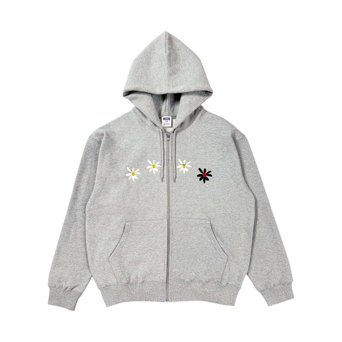 - Labros Daisies Zip Up Hoodie Grey