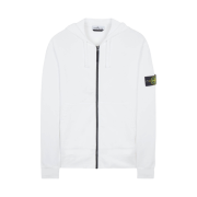 Stone Island 64251 Cotton Fleece Full Zip Hooded Sweatshirt White - 22SS