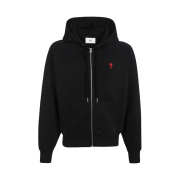 AMI de Coeur Cotton Zipped Hoodie Black