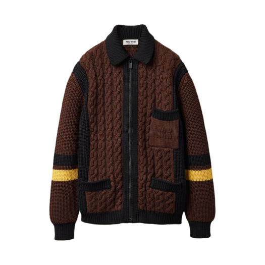 (W) Miu Miu Wool Cardigan Cocoa Brown