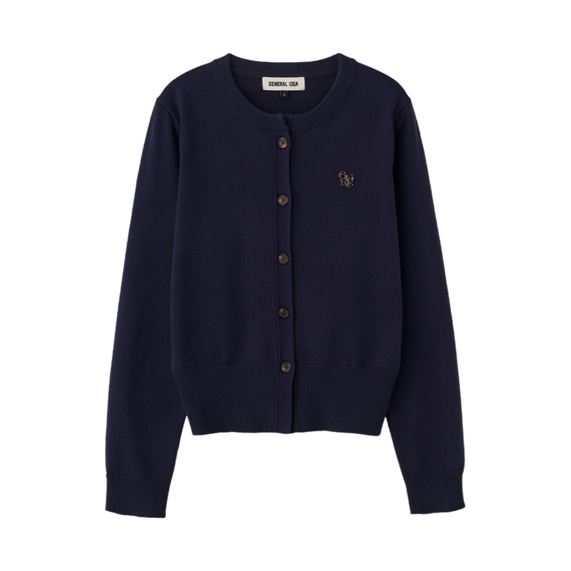제너럴아이디어 우먼 에센셜 크루넥 가디건 네이비(General Idea woman essential crew neck cardigan navy) - 1