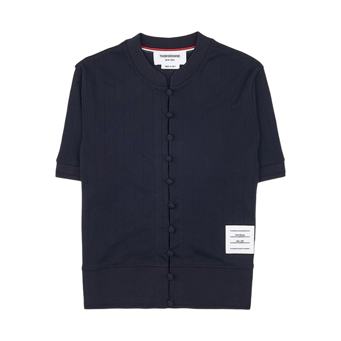 (W) 톰브라운 포인텔 립 숏슬리브 가디건 블루((W) Thom Browne Pointelle Rib Short Sleeve Cardigan Blue) - 1