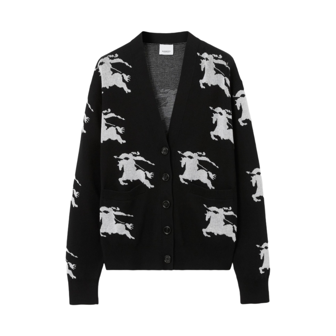(W) 버버리 EKD 코튼 실크 가디건 블랙 화이트((W) Burberry EKD Cotton Silk Cardigan Black White)