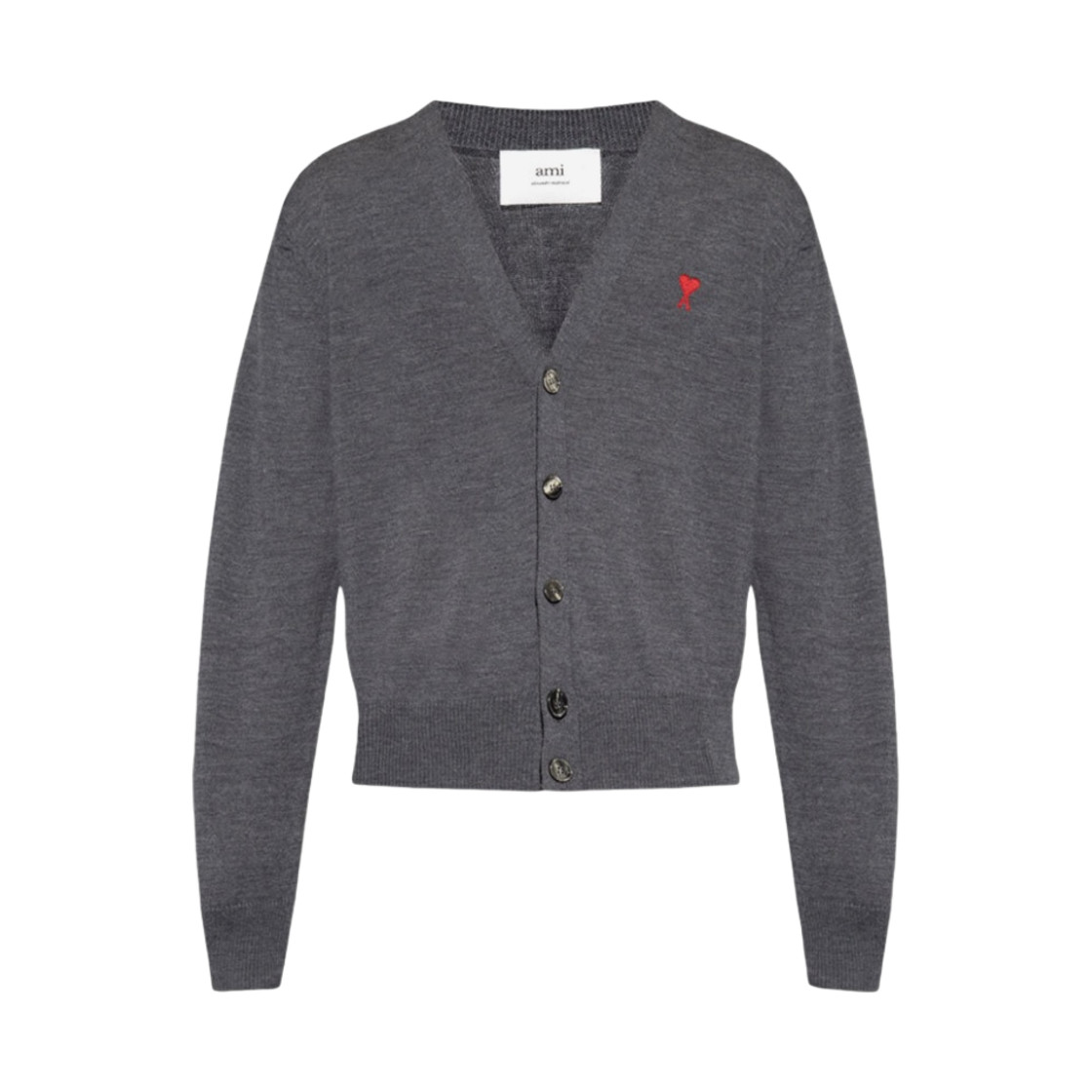 아미 스몰 하트 로고 울 가디건 헤더 그레이(AMI de Coeur Wool Cardigan Heather Grey)