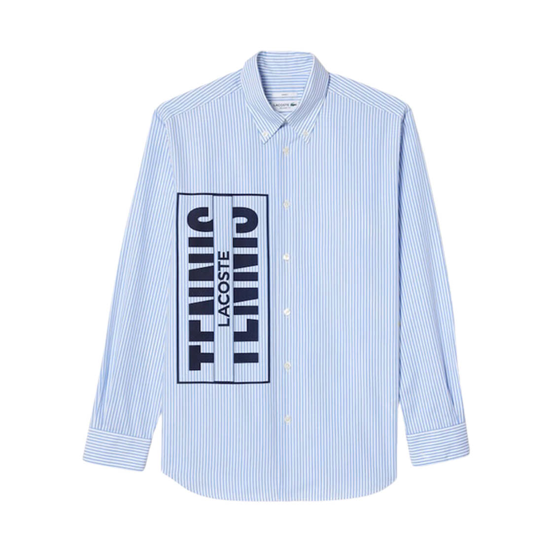라코스테 테니스 레터링 포플린 스트라이프 셔츠 화이트 블루(Lacoste Tennis Lettering Poplin Stripe Shirt White Blue) - 1