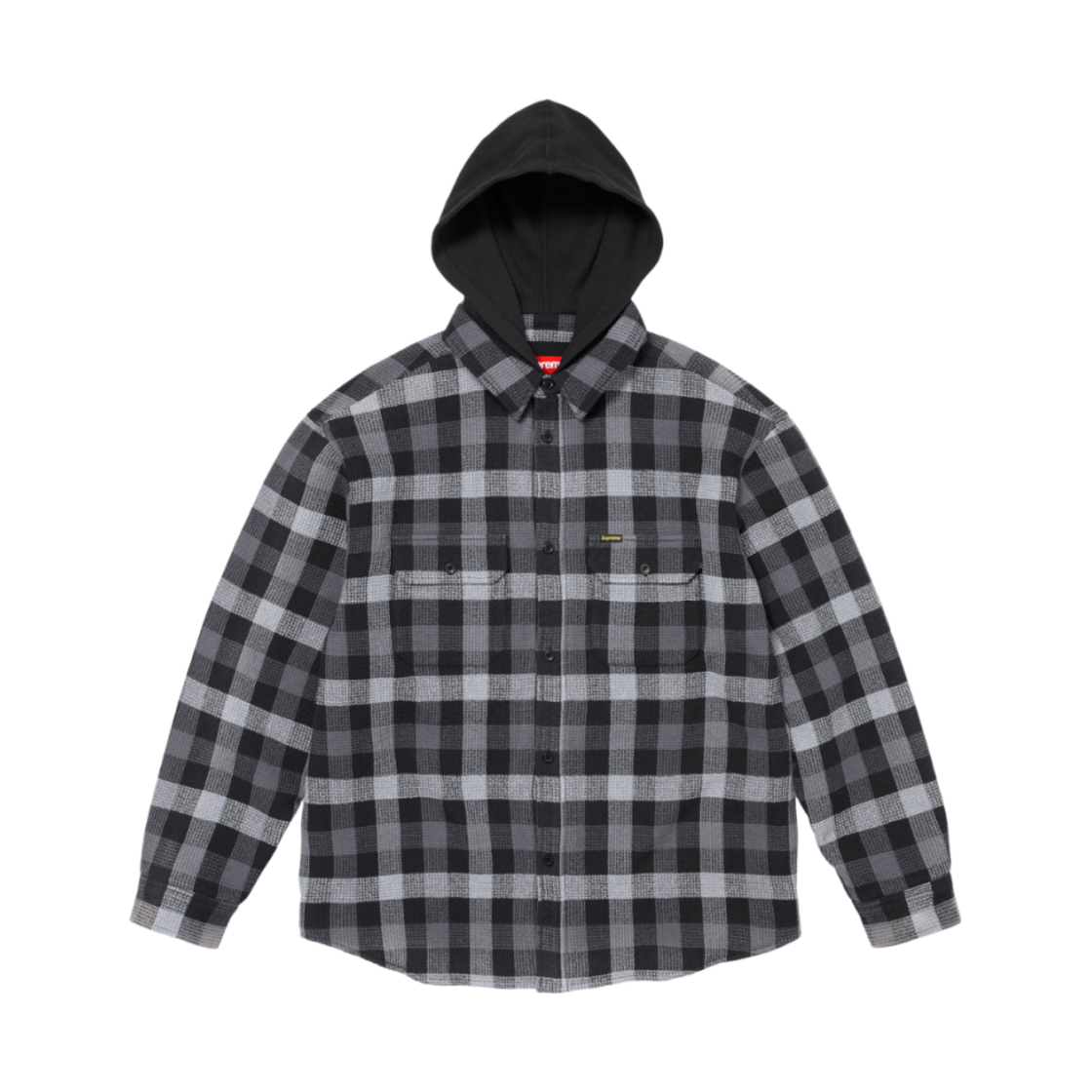 슈프림 와플 플레이드 후드 셔츠 블랙 - 24FW