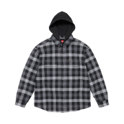 Supreme Waffle Plaid Hooded Shirt Black - 24FW