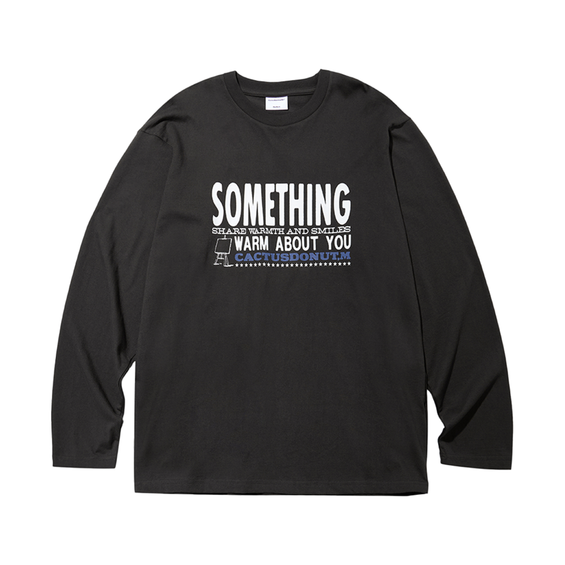 캑터스도넛마켓 썸띵 웜 롱슬리브 티 차콜