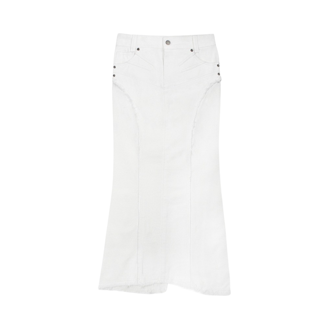 본네 우먼 워시드 데님 스커트 화이트(Bonnae Women Washed Denim Skirt White)