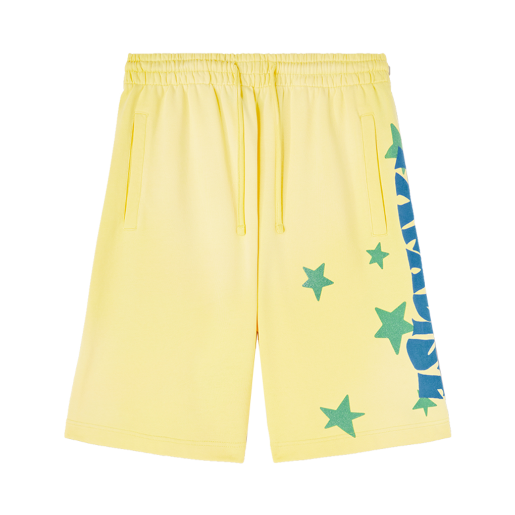 팜엔젤스 파라다이스 팜 스웻쇼츠 옐로우(Palm Angels Paradise Palm Sweatshorts Yellow - Blue)