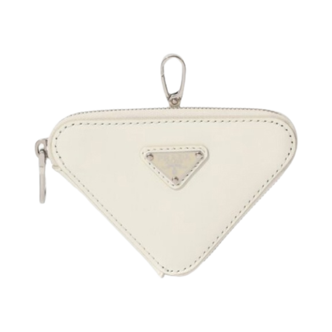 1TL433-ZO6-F0009 Prada Brushed Leather Triangle Mini-Pouch White
