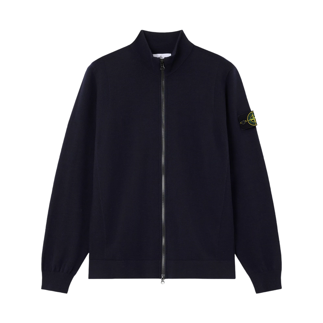 스톤 아일랜드 5100062 스트레치 RWS 울 집업 점퍼 스탠드 칼라 앤 리버스 스티치 디테일 네이비 블루 - 25FW(Stone Island 5100062 Stretch RWS Wool Zip Up Jumper with Stand Collar and Reverse Stitch Details Navy Blue - 25FW) - 1