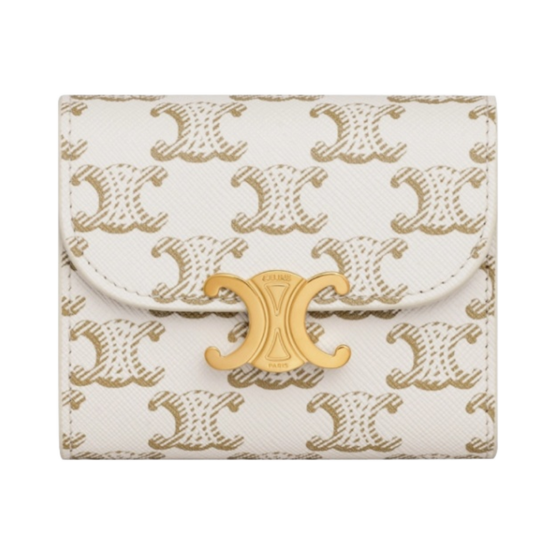 셀린느 스몰 월렛 트리옹프 트리옹프 캔버스 화이트 탄(Celine Small Wallet Triomphe in Triomphe Canvas White Tan)