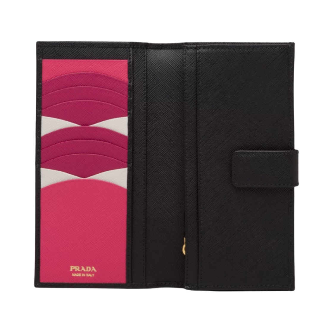 프라다 라지 사피아노 레더 월렛 블랙 히비스커스(Prada Large Saffiano Leather Wallet Black Hibiscus) - 2