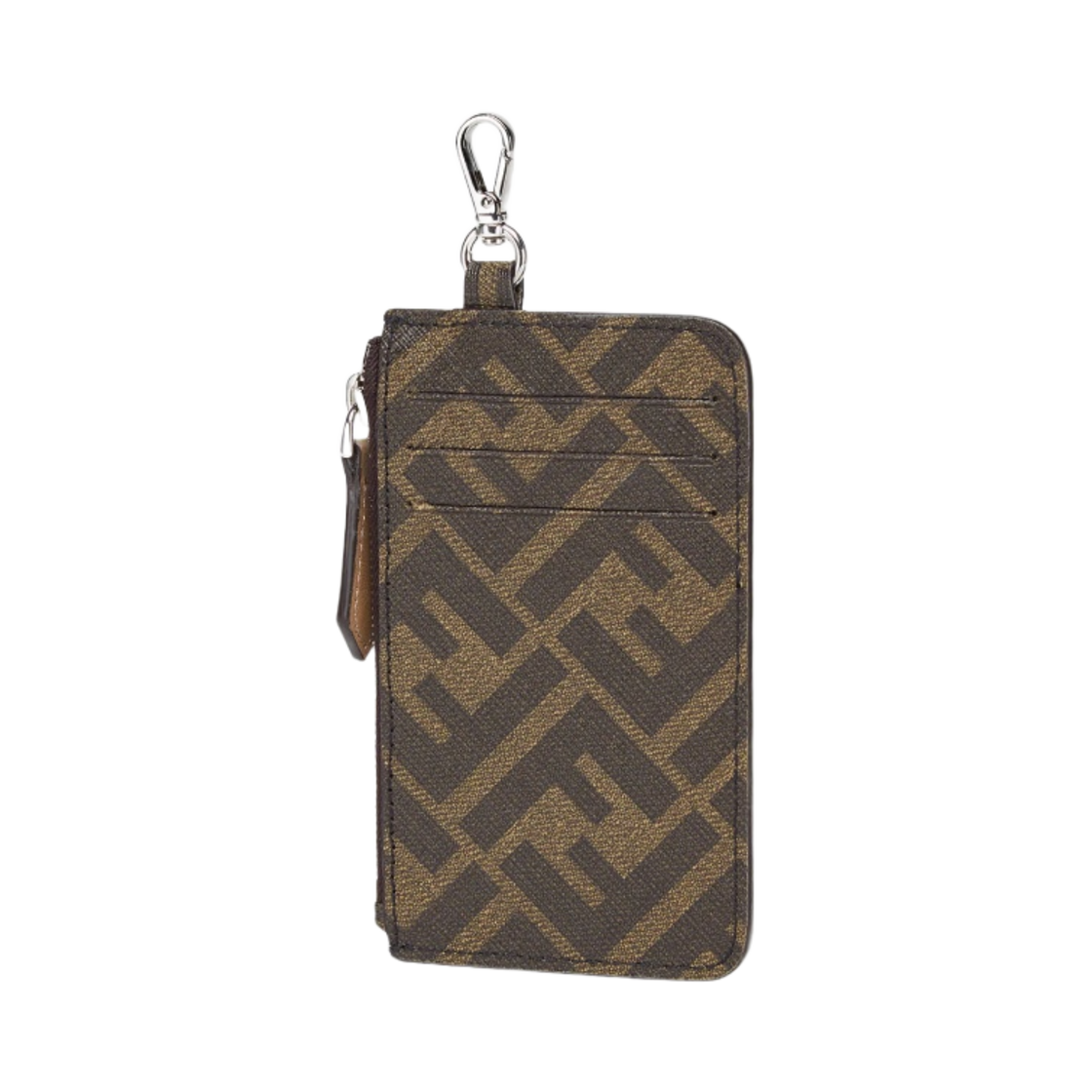 펜디 FF 모티프 패브릭 클립 퍼스 카드 홀더 브라운(Fendi FF Motif Fabric Clip Purse Card Holder Brown) - 2