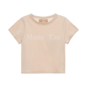 (W) Matin Kim Logo Silket Crop Top Beige