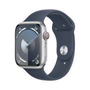 Apple Watch Series 9 45mm Cellular Silver Aluminium Case with Sport Band S/M Storm Blue (Korean Ver.)