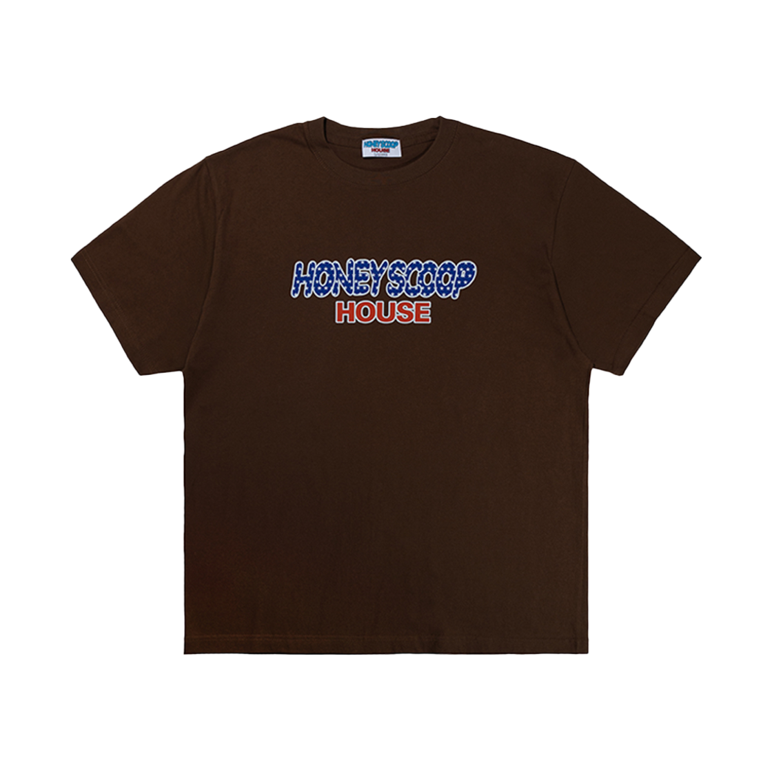 허니스쿱하우스 플래그 로고 티 브라운(Honey Scoop House Flag Logo Tee Brown)