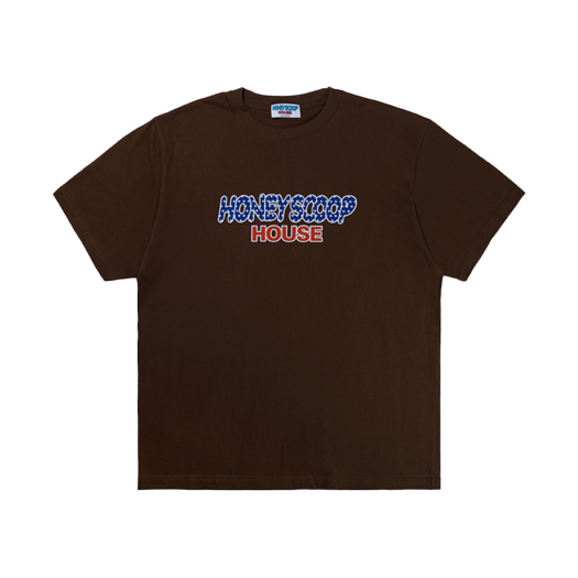 HSH25TS048BR Honey Scoop House Flag Logo Tee Brown