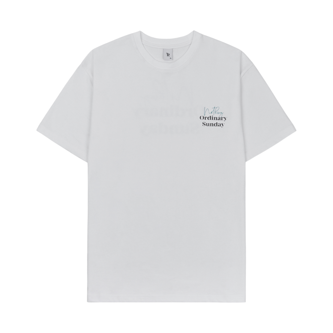 NOS7 그린 블랙 백 포인트 로고 박스 핏 티셔츠 화이트(NOS7 Green Black Back Point Logo Box Fit T-Shirt White) - 2