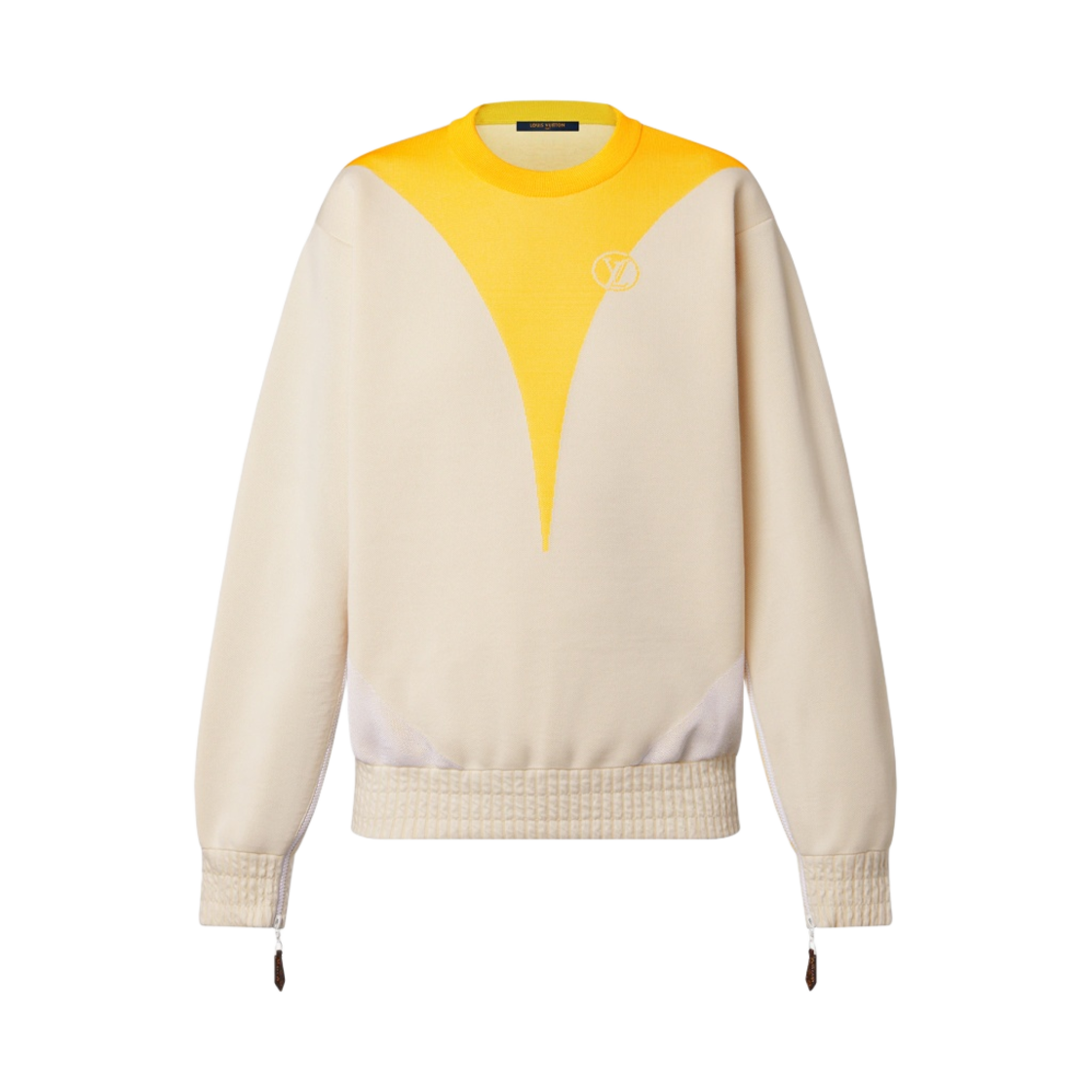 (W) 루이비통 오픈 슬리브 옐로우 어센트 스웨터 밀키 화이트((W) Louis Vuitton Open Sleeve Yellow Accent Sweater Milky White) - 1