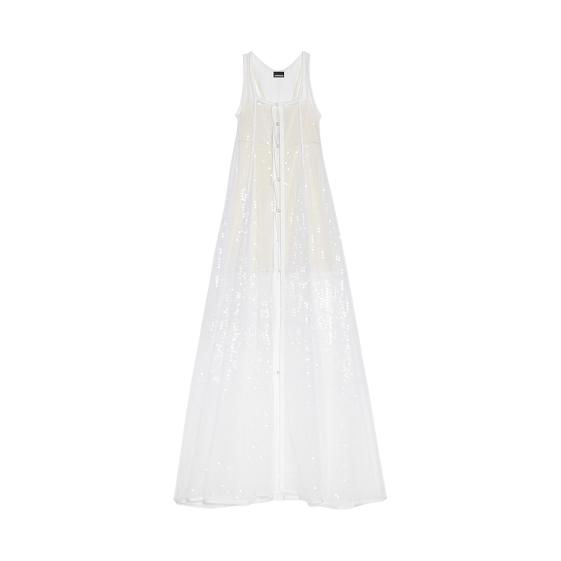 (W) 자크뮈스 라 로브 덴텔 롱 리본 네글리제 드레스 화이트((W) Jacquemus La Robe Dentelle Long Ribbon Neglige Dress White) - 1
