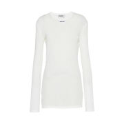 (W) Miu Miu Ribbed Knit Jersey Dress White