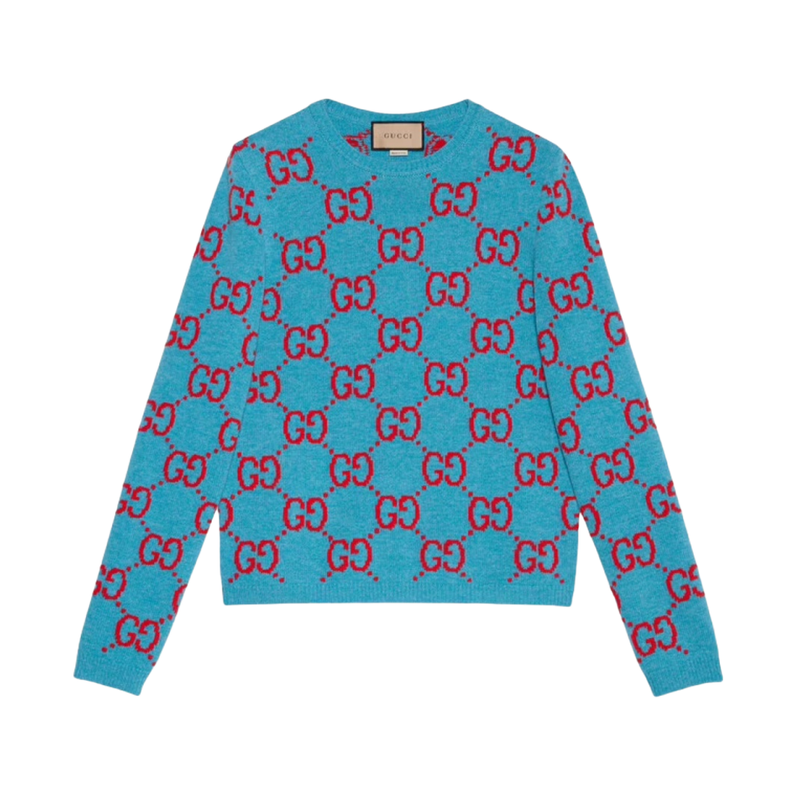 구찌 GG 니트 스웨터 라이트 블루 레드(Gucci GG Knit Sweater Light Blue Red) - 1