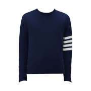 Thom Browne Cashmere 4-Bar Crewneck Pullover Knit Navy