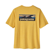 Patagonia Capilene Cool Daily Graphic T-Shirt Waters Boardshort Logo Surfboard Yellow X-Dye