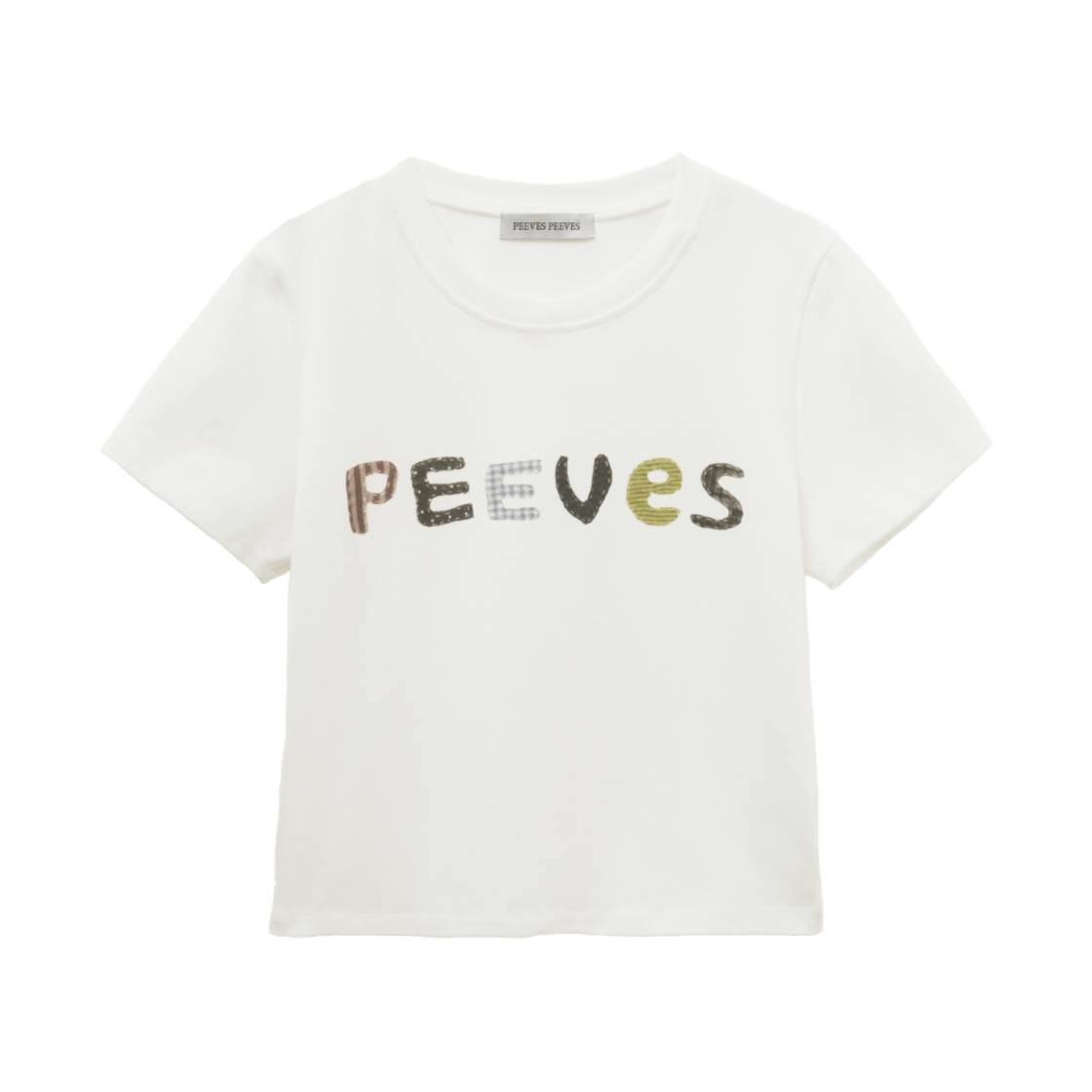 PV25STS001WHF Peeves Peeves Scanned Nedlework Cropped T-Shirt White