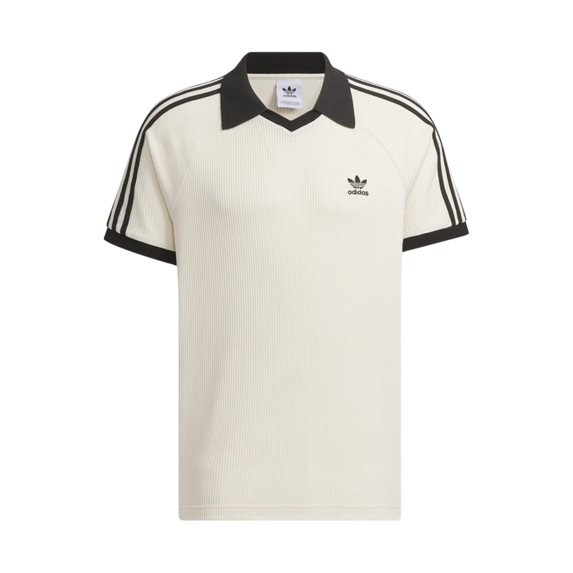 아디다스 오리지널스 와플 숏슬리브 폴로 셔츠 원더 화이트 - KR 사이즈(Adidas Originals Waffle Short Sleeve Polo Shirt Wonder White - KR Sizing)