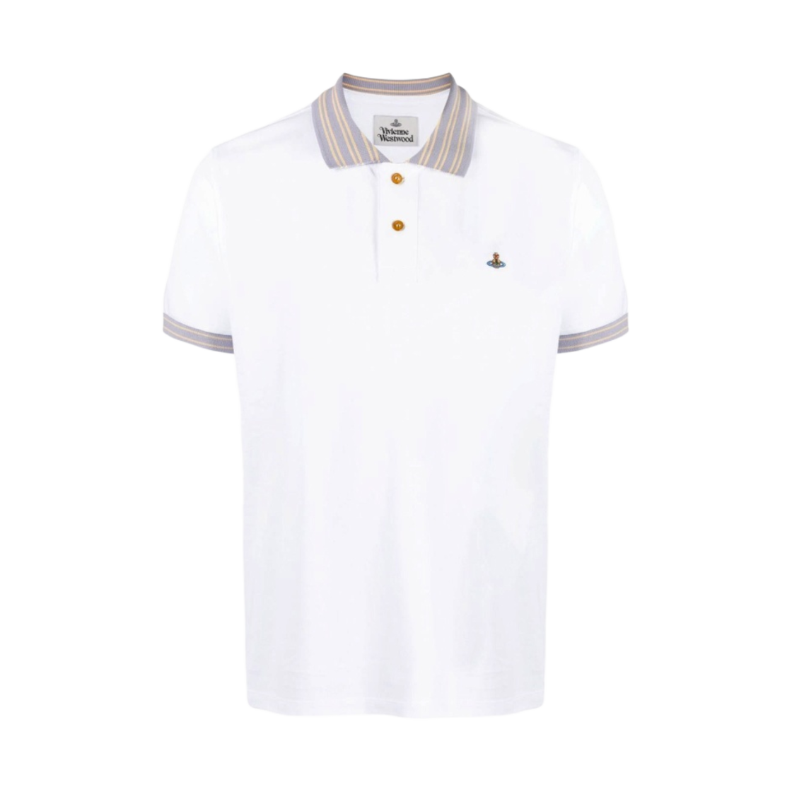 비비안 웨스트우드 오브 로고 폴로 스트라이프 칼라 화이트(Vivienne Westwood Orb Logo Polo Stripe Collar White) - 1
