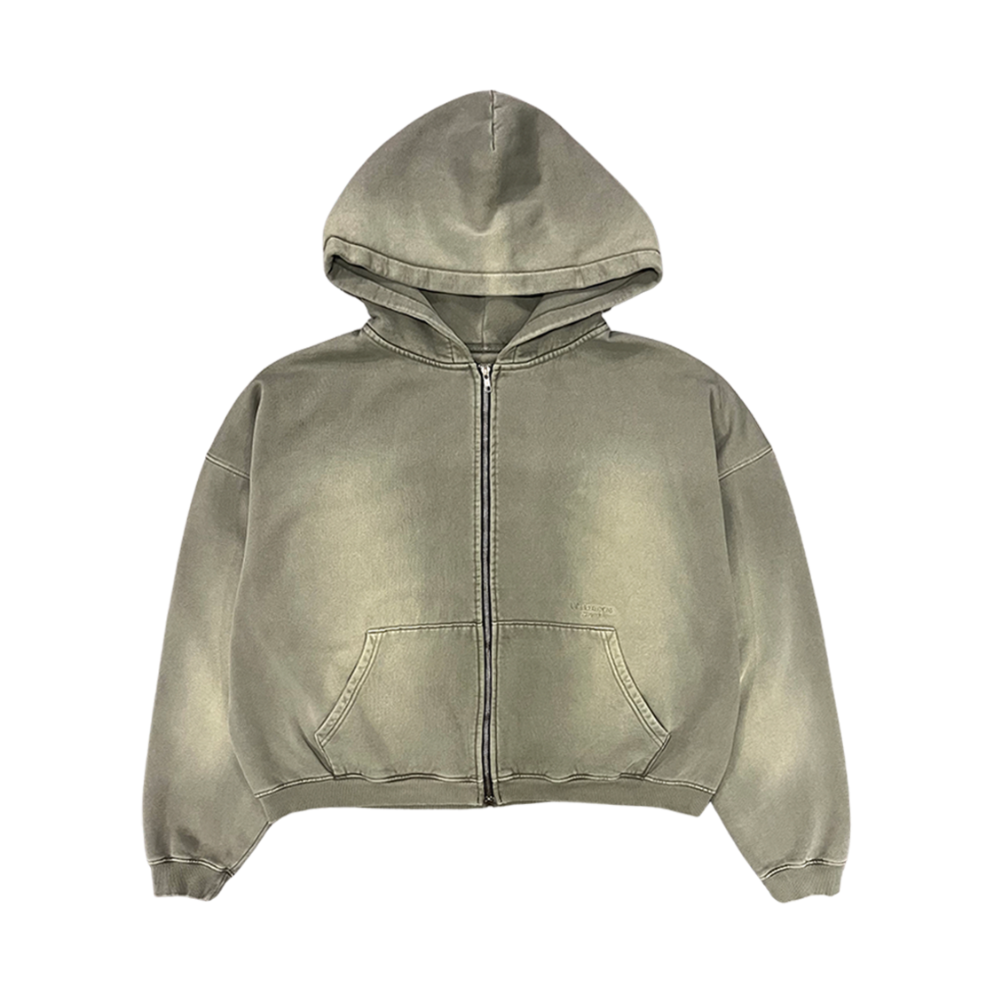 UMCM69KK Undermycar Mu.69 Anti Fxxking Logo Play Vintage Brush Washed Hood Zip up Khaki