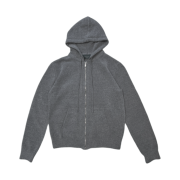Undermycar Floral Safety Pin Assassin Velvet Yarn Knit Zipped Hoodie Melange Gray - 25SS
