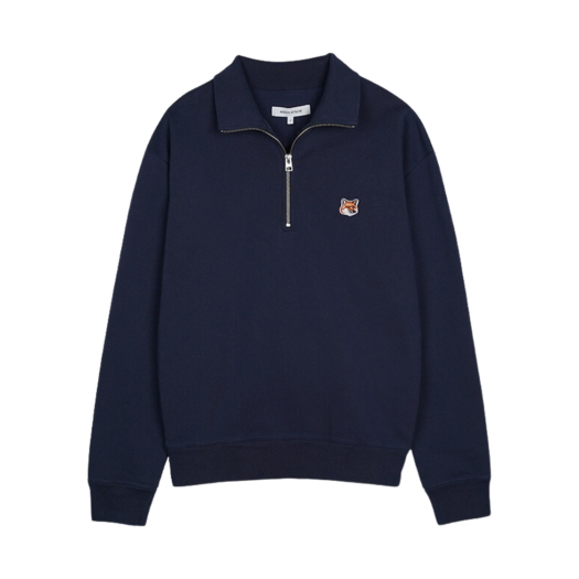 MM00314KM0001-P476 Maison Kitsune Zip-Up Sweatshirt Ink Blue