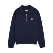 Maison Kitsune Zip-Up Sweatshirt Ink Blue